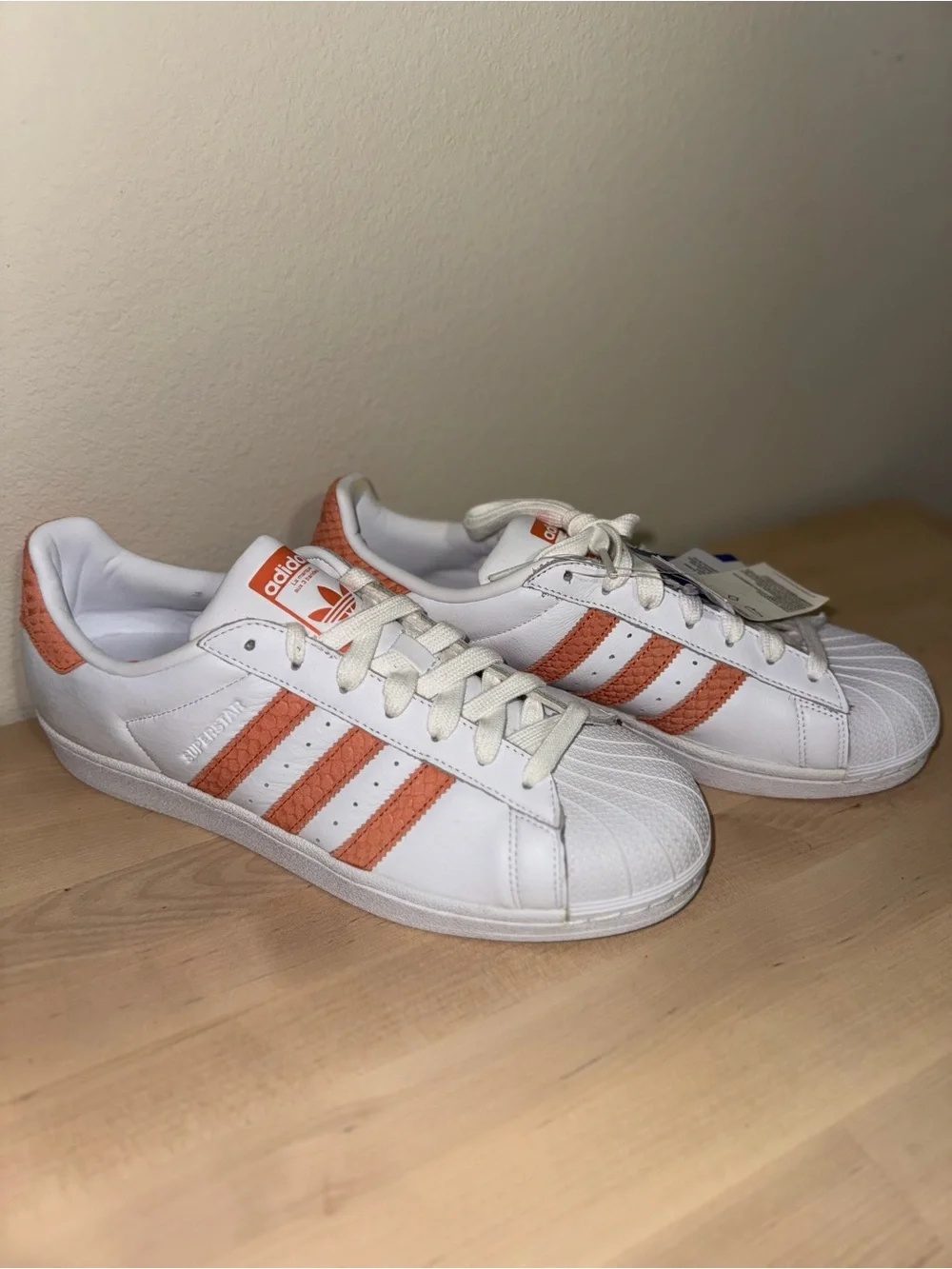 adidas White Sneakers with Coral Stripes - Picture 2 of 4